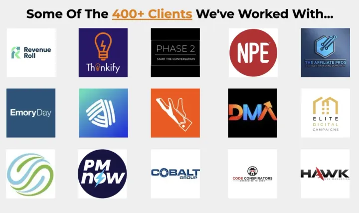 Client logos showing 400+ businesses we've worked with